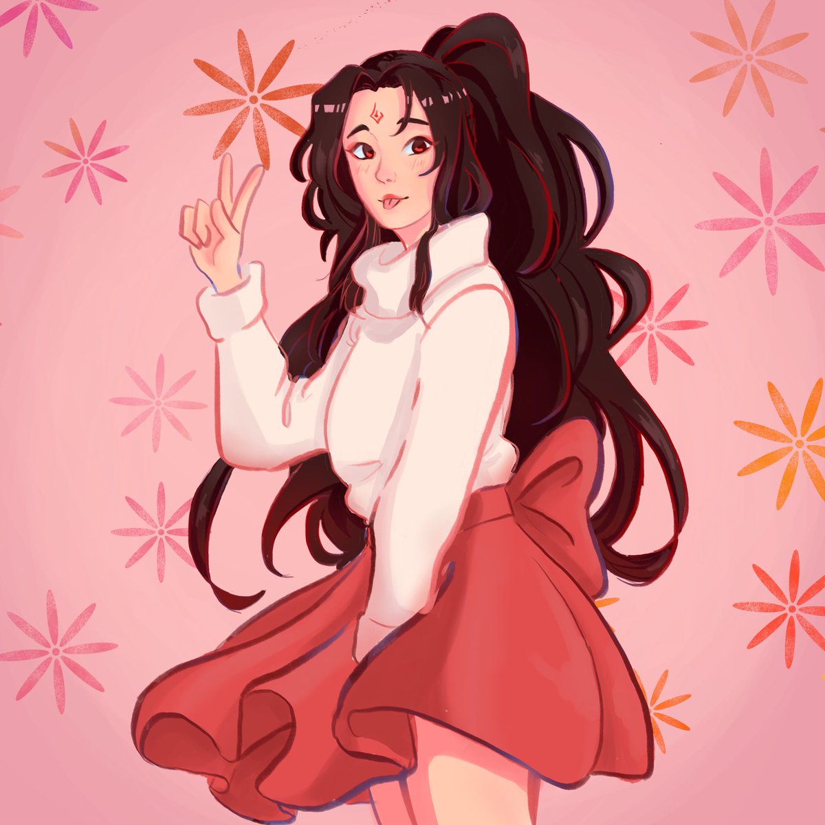 I love drawing outfits so have fem!Binghe in a skirt! Might make this into a whole fashion thread eventually #LuoBinghe