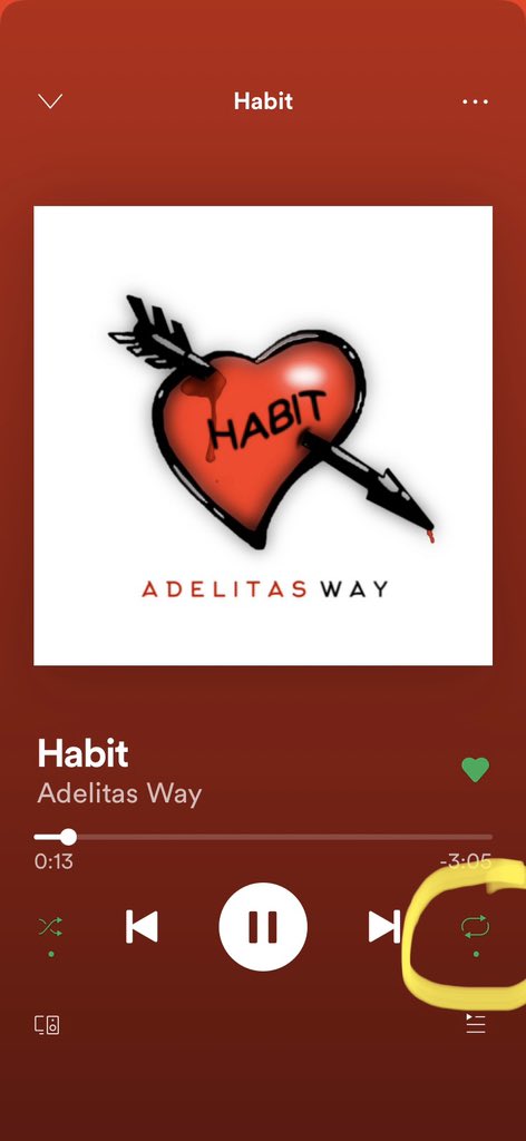 OfficialAWArmy's tweet photo. @SeptemberDusk @adelitasway @Spotify @YouTube Make a short @adelitasway playlist in @Spotify OR play the song &amp; hit the little icon circled on the bottom right. Control your plays!  ;) #Repeat #Habit #SpinsToWin https://t.co/uBoJJgjruV