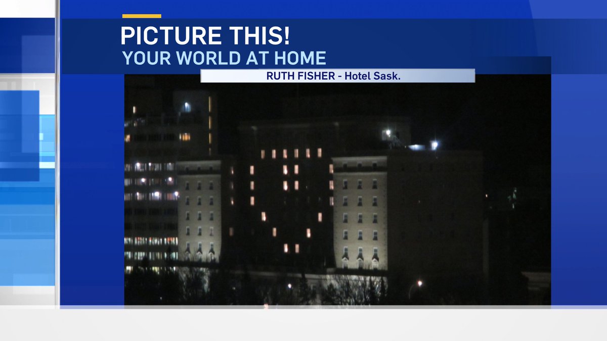 This is exactly the type of thing we like to see during these weird times! Hotel Sask, lit up with a heart to show support for those front line and essential service workers.  #skwx #yqr #skstrong