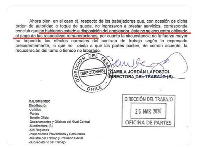 INFORMADORCHILE's tweet photo. Dictamen: empleador no estaría obligado a pagar sueldo si trabajador no asiste durante emergencia sanitaria a su puesto laboral https://t.co/JAhVffKC7t https://t.co/xmYiXgg7Md