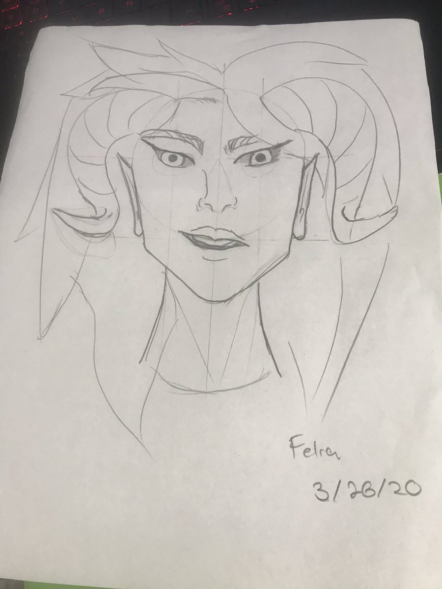 Decided to draw along with   #pubdraw yesterday and today! Here are my finished full faces for my tiefling Ranger/barbarian after day 1 and day 2, and I can already see improvement (plus a bonus Scary Terry)