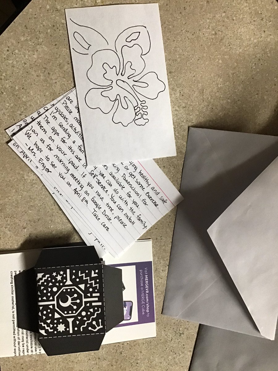 MrsSarahEnger's tweet photo. Finally wrote all my notes, addressed all the envelopes and are ready to go to all of the 5GE students. Have fun with the @MergeVR activities. @D100Inspires @KomenskyLions @ideaillinois @iste #istecertidea #ilschoolsstepup @Vander183 https://t.co/SBzwdeZzYw