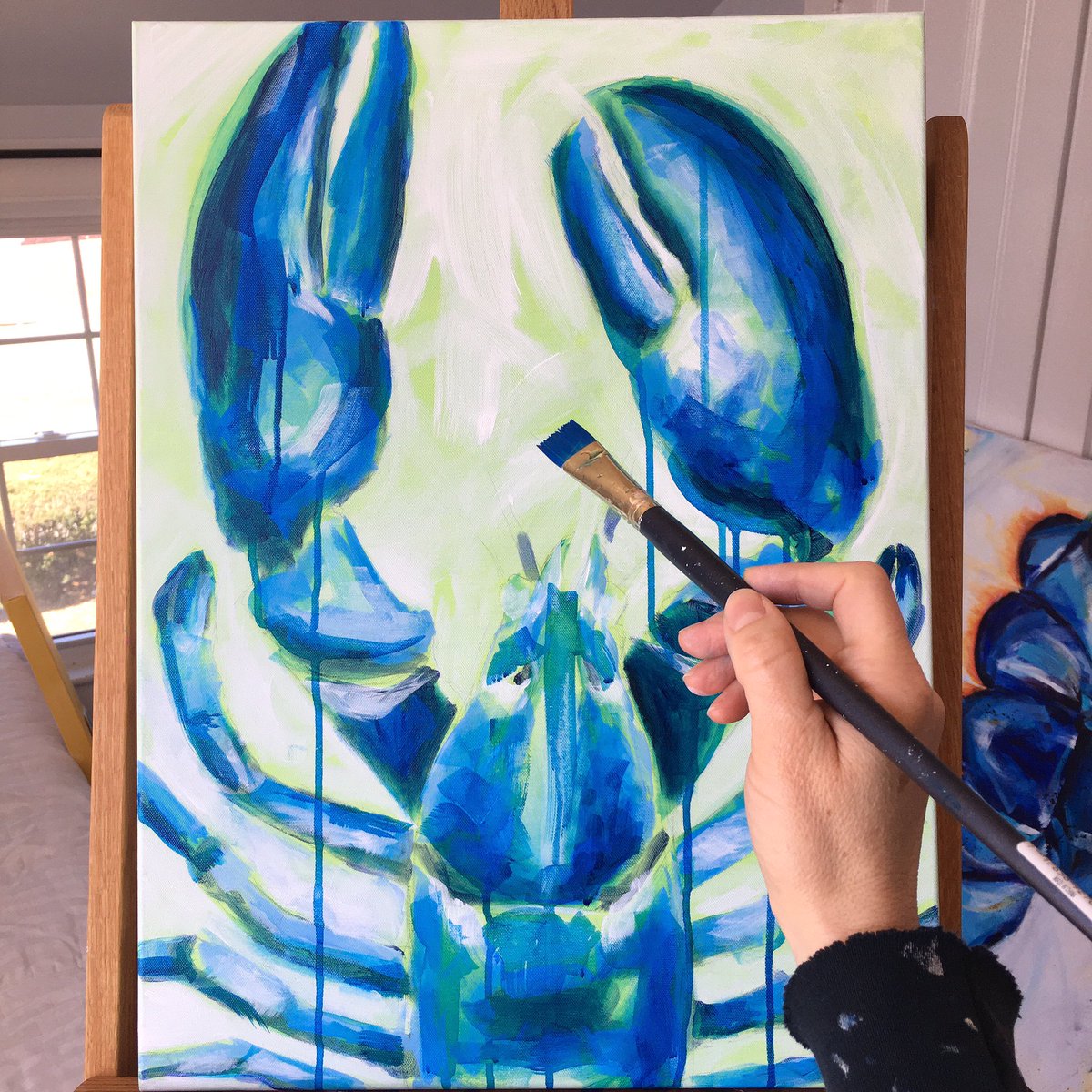 maryjomitchell's tweet photo. @twitrartexhibit I’m working on a new blue lobster. 💙#tae https://t.co/dlkOg1uN78