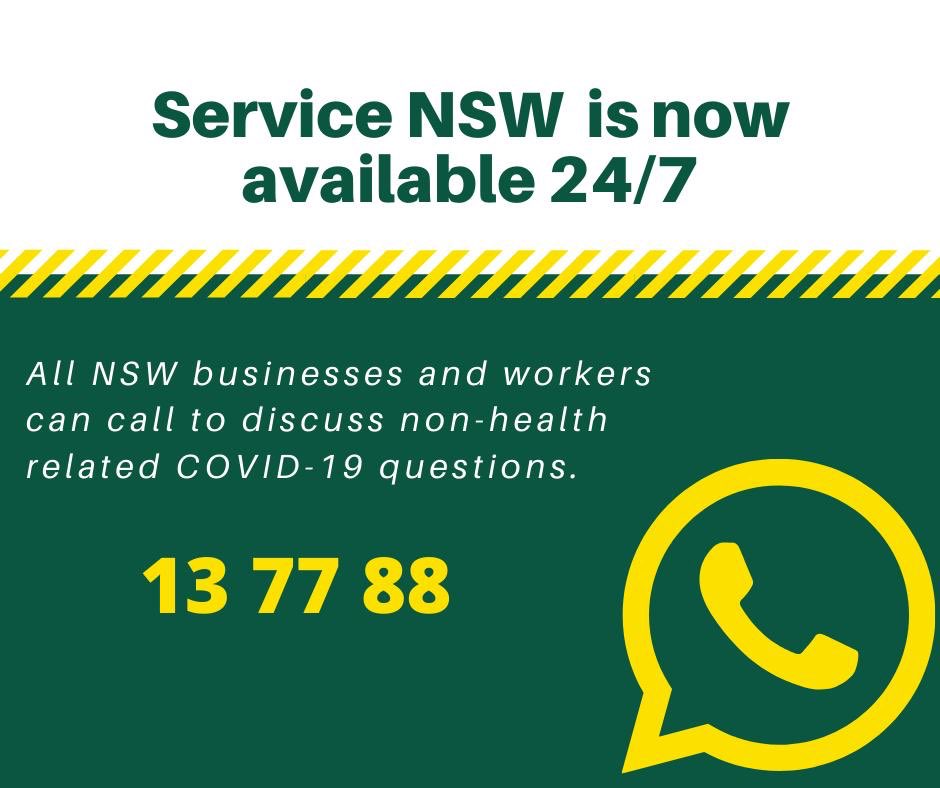 📞Know someone that doesn’t have access to the internet? 

📞Want more information on restrictions, cost of living assistance, financial support for businesses or rules around social distancing?

❗️The Service NSW Contact Centre is now available 24/7❗️

#covid19australia