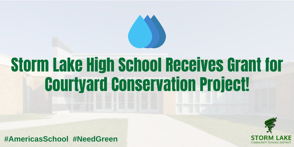 StormLakeCSD's tweet photo. The SLHS courtyard conservation project has received a large grant from @IADeptAg! Advanced Ecology students will use funds to install rain gardens, native plants &amp; permeable pavers.

A special thank you to all our partners! #NeedGreen #AmericasSchool https://t.co/k73Cyct6vY