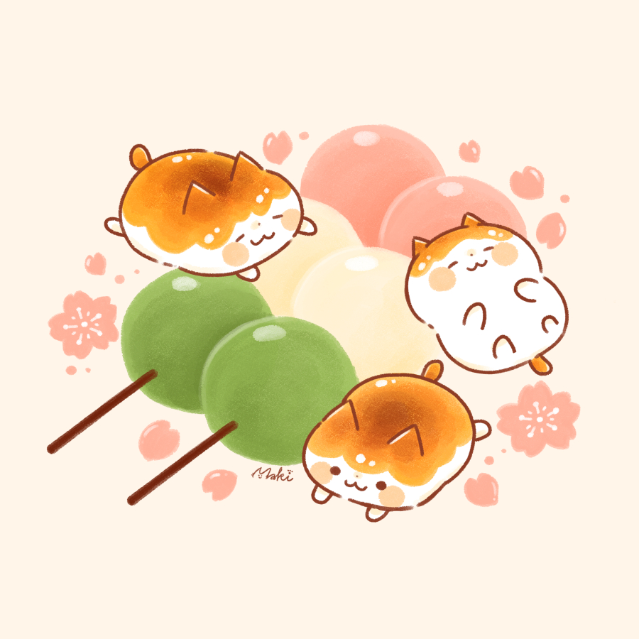 wagashi no humans dango food signature cat :3  illustration images