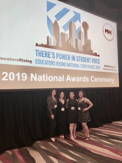 GOOTeachers's tweet photo. It's #ThrowbackThursday and we are taking a walk down memory lane to June 2019 when PWCS had four seniors compete @EducatorsRising National Competition in Dallas, Texas. Great times with VA/National TOY @RodRobinsonRVA and @FDHS_Counseling fave @roberto1086 https://t.co/kATzOZZsnO