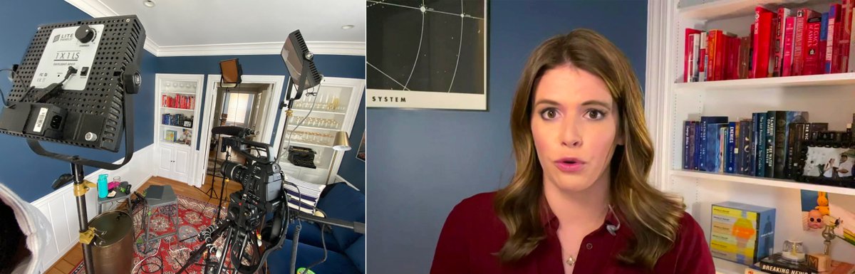 Out of all the reporters and on-air news personalities working from home, @msnbc correspondent <a href="/kasie/">Kasie Hunt</a> hunt has one of the best remote set-ups.