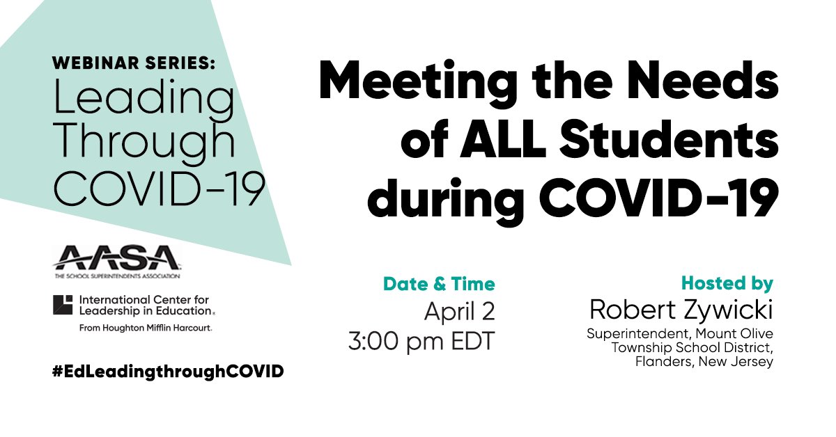 Join me April 2nd for an <a href="/AASAHQ/">AASA</a>/<a href="/RigorRelevance/">Nonactive Account</a> webinar on meeting the needs of #ALLKids  during #COVID19: lnkd.in/ekNZ8Nm <a href="/agiordano72/">Dr. Anthony Giordano</a> <a href="/agratitudegirl/">Kimberley Harrington</a> <a href="/LisaSchleer/">Dr. Lisa M. Schleer</a> <a href="/DrLRepollet/">Dr. Lamont Repollet</a> @APSuperGray <a href="/E_Sheninger/">Eric Sheninger</a> <a href="/NJASANews/">NJASA</a> <a href="/WeberEducation/">Chris Weber, Ed.D.</a> <a href="/Wes_Kieschnick/">Weston Kieschnick</a> <a href="/TyroneCHoward/">Tyrone Howard</a> #NJED