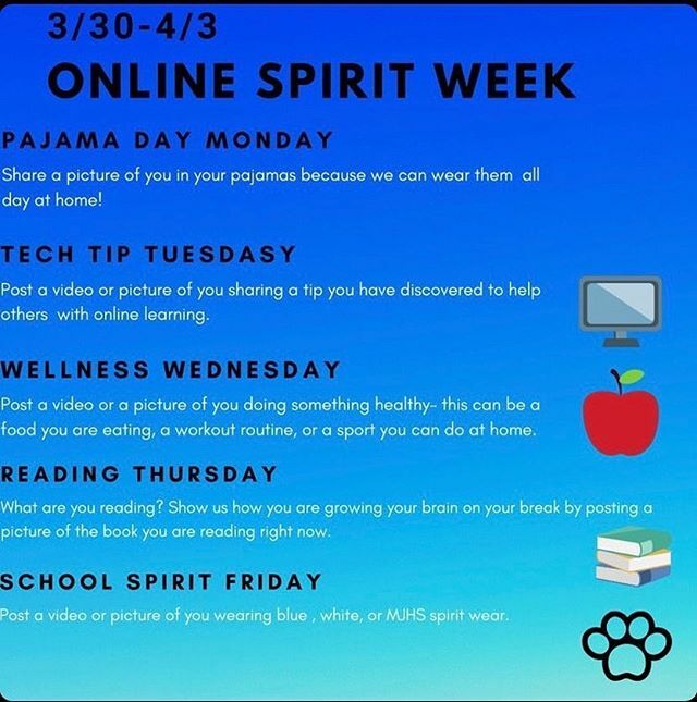 Virtual Spirit Week!  All members of your family should participate!  Email photos to Mrs. Hansen: nhansen@martinezusd.net to see them posted on  IG! #bullpuppride #musdontherise ift.tt/2QOV1DB