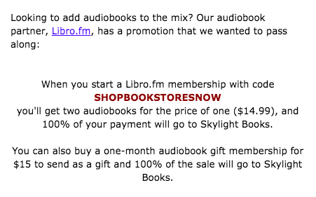 f you want to buy an audiobook AND support  @skylightbooks, my home bookstore, you can do that on the cheap via  @librofm  https://libro.fm/audiobooks/9780593171387-look