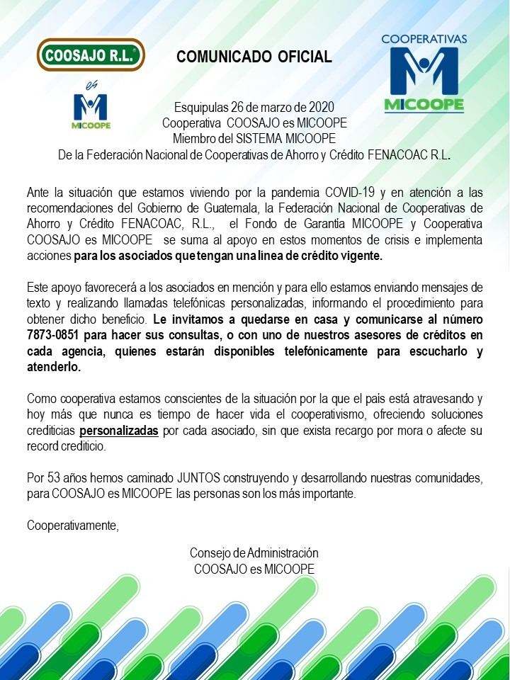 -COMUNICADO OFICIAL- Estimados asociados, agradeceríamos compartir esta importante información.