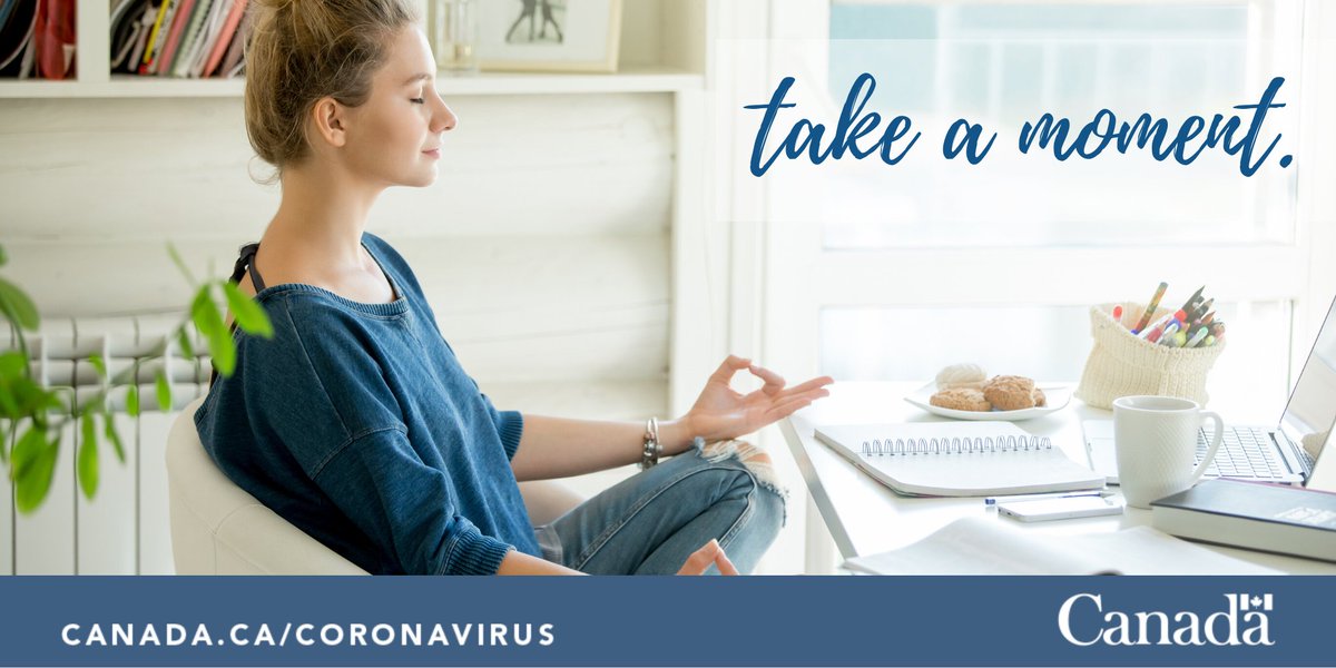 GovCanHealth's tweet image. While you’re practising #physicaldistancing, don’t forget to take time away from the news, your work or studies to just breathe and focus on things you are grateful for. It’s important to take care of yourself. #mentalhealth #Covid19