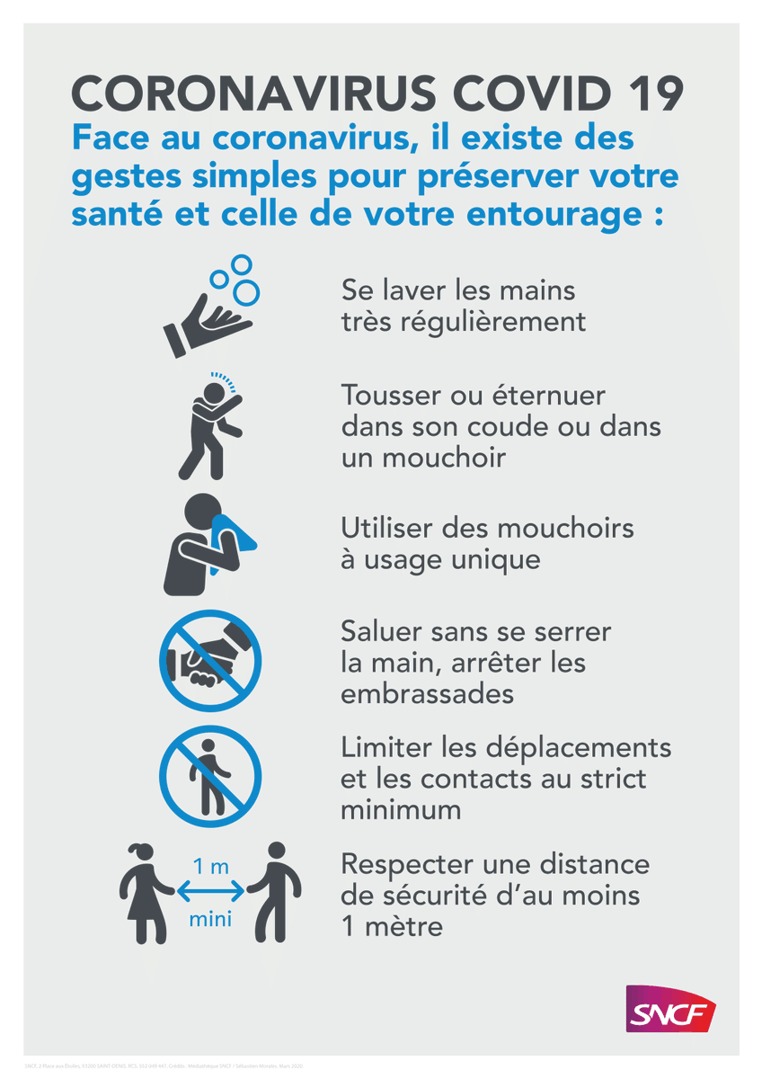 LigneH_SNCF's tweet photo. Bonjour à toutes et à tous,

Nous sommes ensemble jusqu'à 22h pour une nouvelle session d'InfoTrafic sur votre #LigneH.

Prenez bien soin de vous et voici un petit rappel des bons gestes à adopter pour se protéger et protéger les autres lors de vos déplacements. https://t.co/lnDhddUOTa