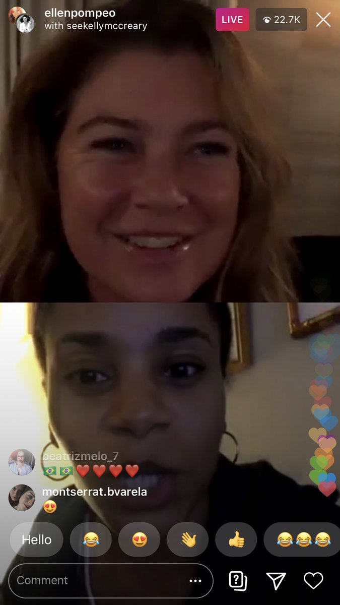 Nonstop_Pompeo's tweet photo. I could really get used to these IG lives.  So fun, much needed during these tough times.  @EllenPompeo @KellyMcCreary @iJesseWilliams https://t.co/Q5HuhoZEyF