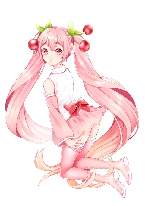 桜ミクさん描いたから元気だしてこ 