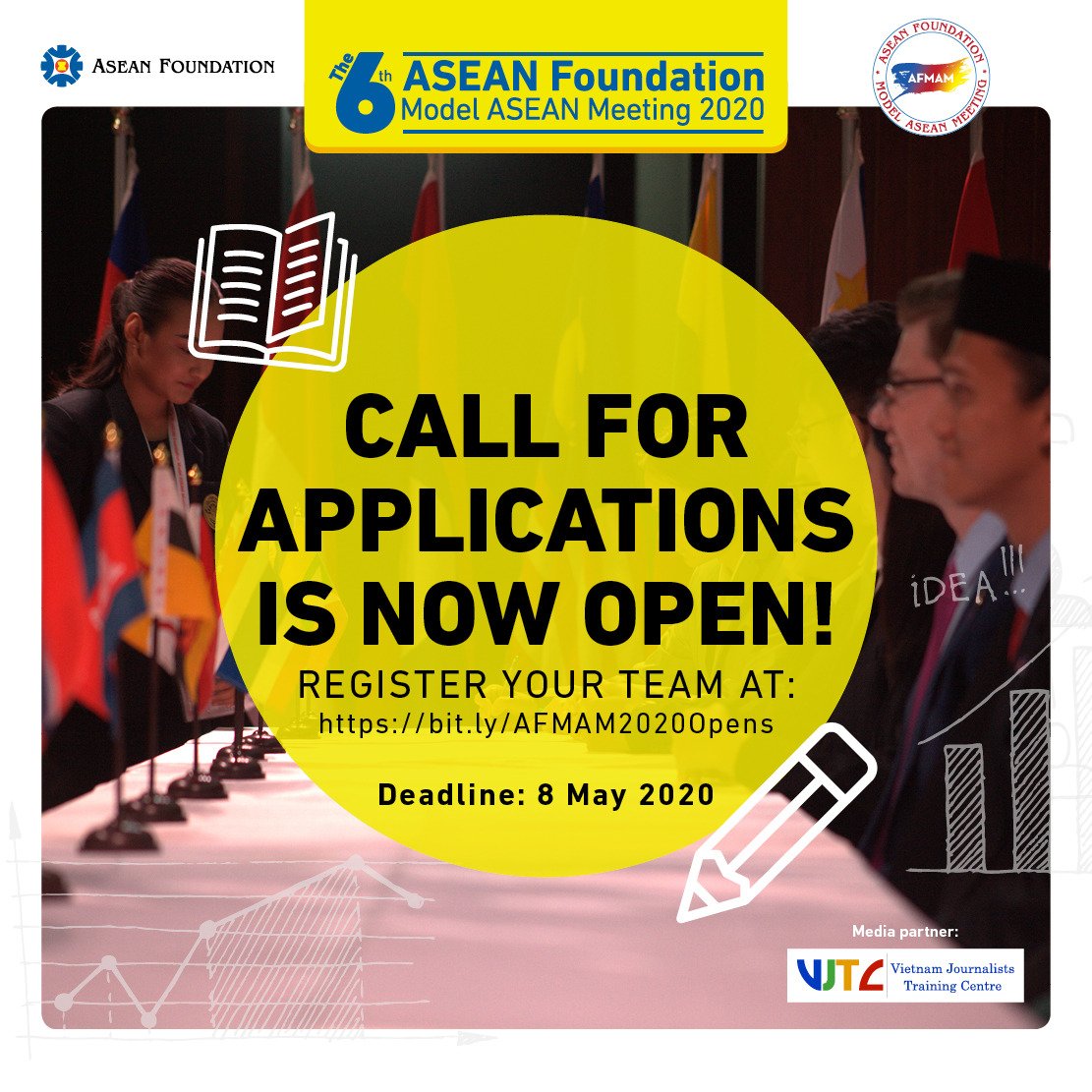 aseanfoundation's tweet photo. The call for applications for the 6th #AFMAM2020 is finally open! Don't miss the chance to enrich your knowledge of ASEAN diplomacy and ASEAN affairs through immersive role-playing and meeting simulation methods that are unique to #AFMAM initiative. https://t.co/OjxidV5MJz
