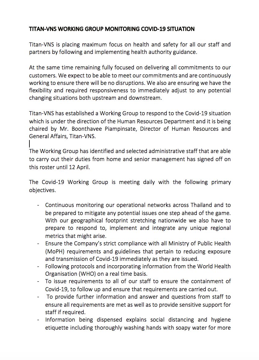 TitanVNS's tweet photo. TITAN-VNS WORKING GROUP MONITORING COVID-19 SITUATION

Titan-VNS is placing maximum focus on health and safety for all our staff and partners by following and implementing health authority guidance.

Please read latest update below. https://t.co/XWbeibl4r0