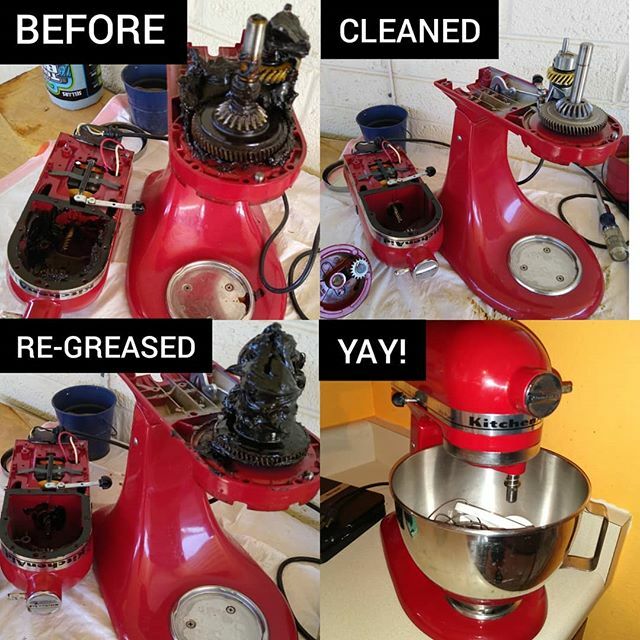 BentTronics's tweet photo. Courtesy my Instagram ( https://t.co/yyPc8oNGAe ) Isolation activity #134. Do you have a KitchenAid mixer that leaks "oil?" It's actually grease that has broken down due to heavy use or lack of use. First YouTube video search result should get you the steps. My 22 yo mixer is w… https://t.co/8X0WZbQgxh