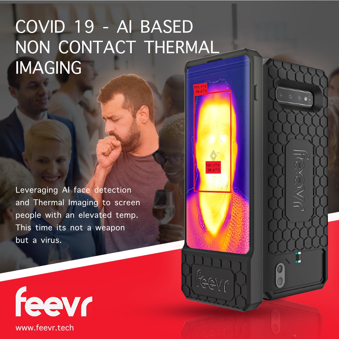 thexlabs_'s tweet photo. Introducing the worlds first & only AI based non contact thermal imaging detection of people with elevated temperature product called FEEVR.
This time it’s not a weapon, but a virus. #feevr #coronavirus #fever #cough #SoreThroat #Symptoms #protect #COVID19 #xlabs https://t.co/cb5xla9T8f