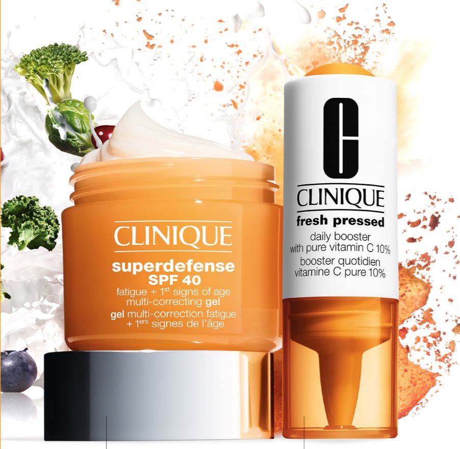 DressingBrands's tweet photo. Los rayos UV, la contaminación, el polen y la radiación infrarroja son factores del envejecimiento; así que Clinique creó Superdefense SPF 40 Fatigue + 1st Signs of Age Multi-Correcting Gel humectante de día con  Vitamina C y E ¡Lo necesito! 🍊🧡 https://t.co/DSH2WY0CP8