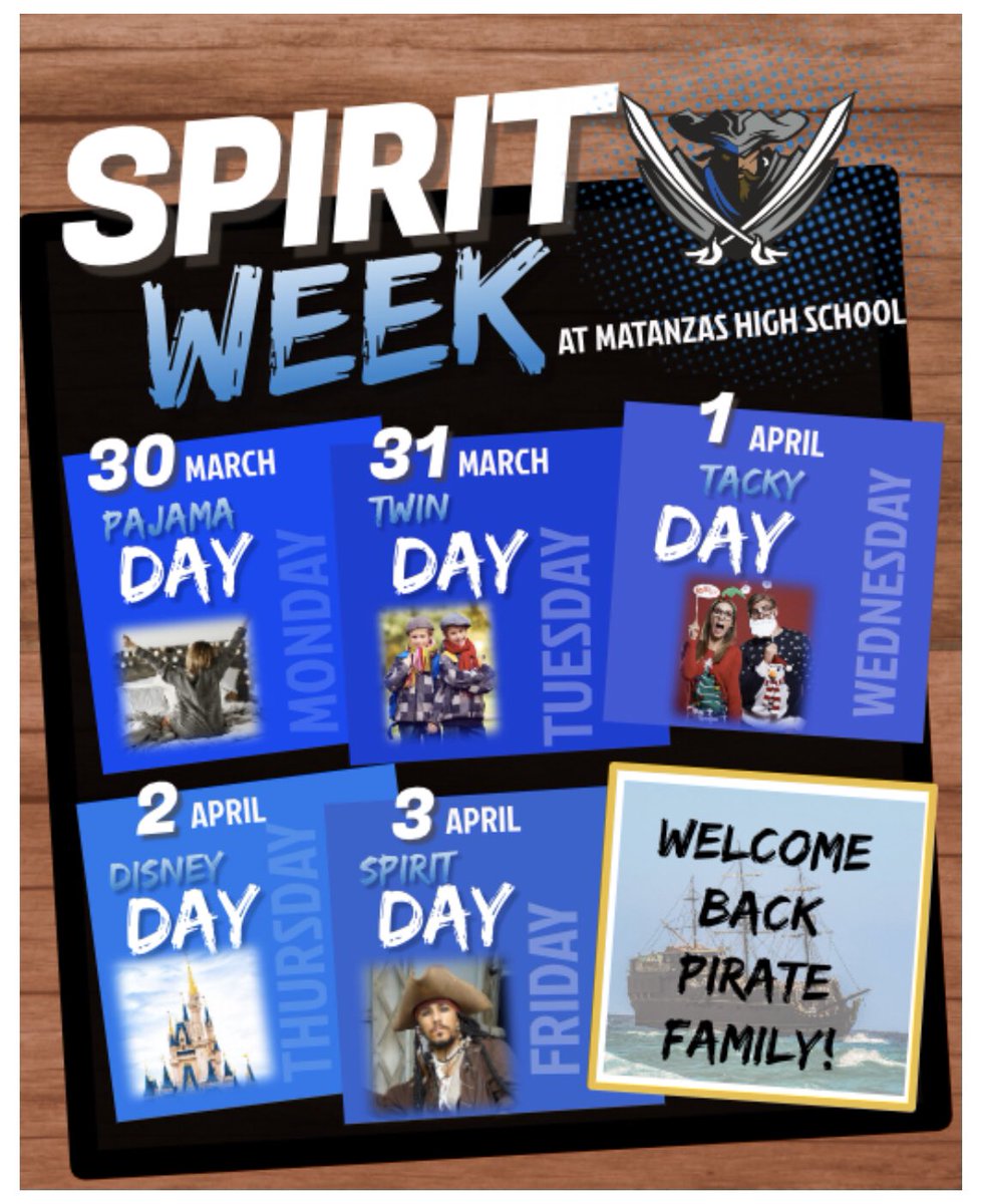 Hey PIRATES!!! 

Kicking off our start of virtual school with #SpiritWeek 📣 #AllInThisTogether