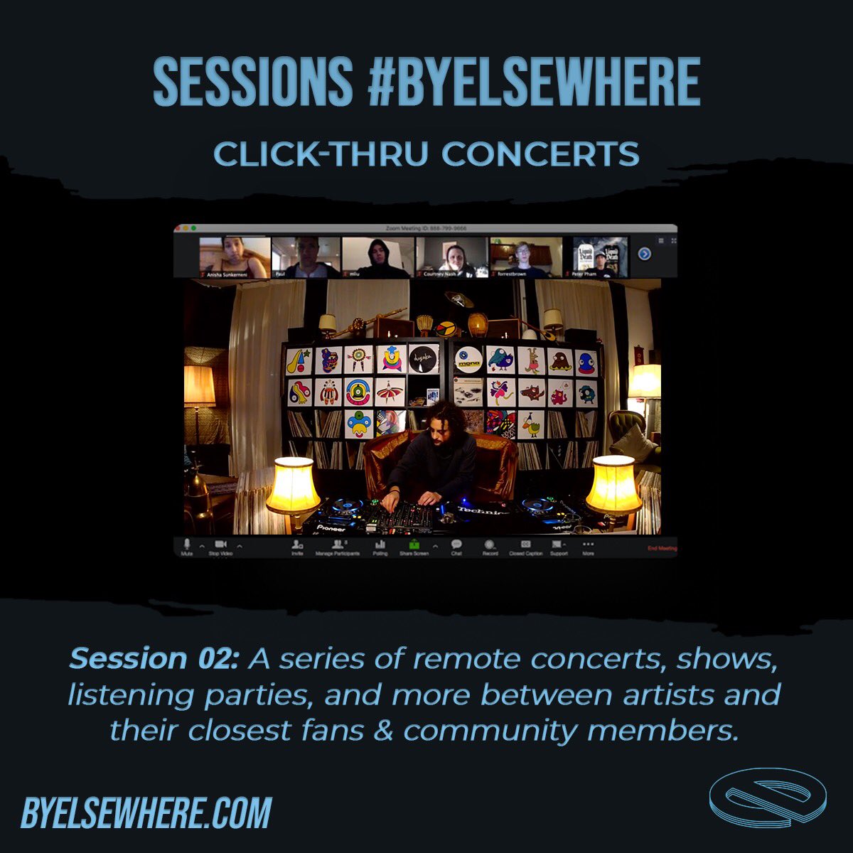 by_elsewhere's tweet photo. Click-thru Concerts #byelsewhere:
A live remote music series highlighting artists from around the globe. Our first show is with @9thsage, who’ll be giving us a DJ set tomorrow at 6pm ET. Click the link to register - seating is limited: https://t.co/RKVWu9FGYj https://t.co/NXWlygQV2k