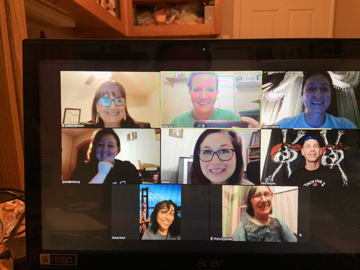 acieri's tweet image. Best. Book. Study. Ever!! Thank you @burgessdave for making our Teach Like a Pirate Book Study our most memorable one yet!! Loved surprising these teachers with a special guest on our Zoom tonight!  #tlap #nightmade