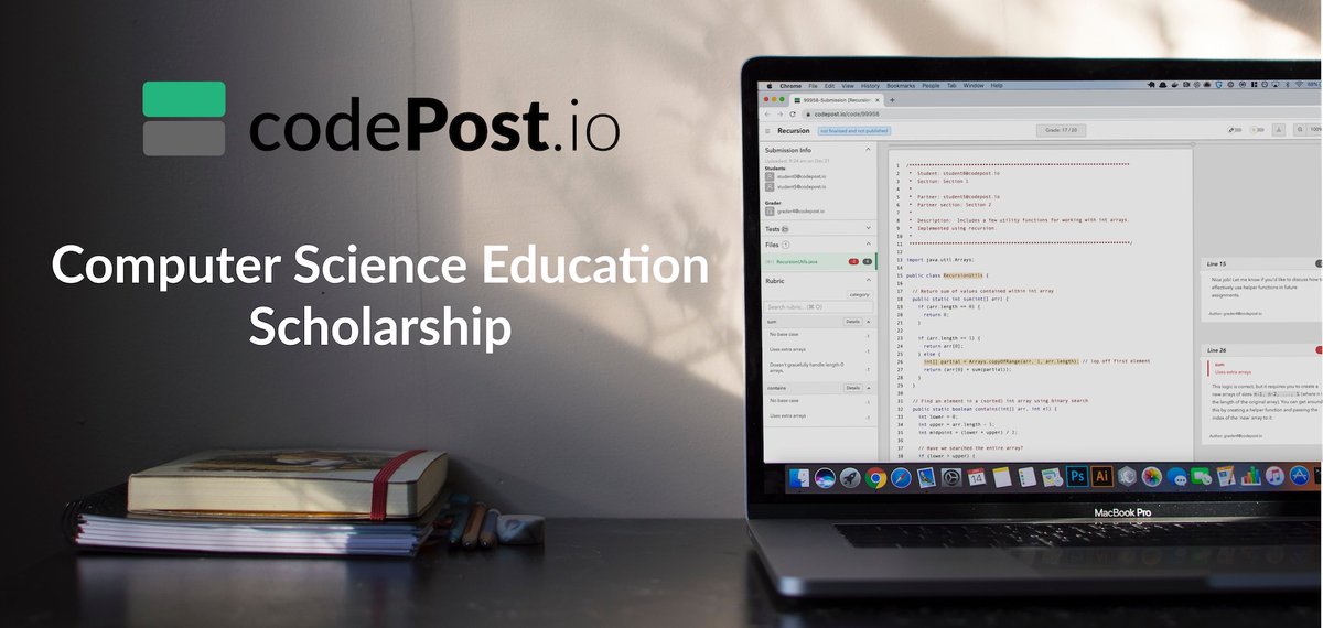 scholarships360's tweet image. Have a passion for computer science education + strive to make it the best it can be? This $500 #scholarship from our friends at codePost sounds perfect for you! Apply now! #computerscience #STEMeducation
codepost.io/scholarships/c…