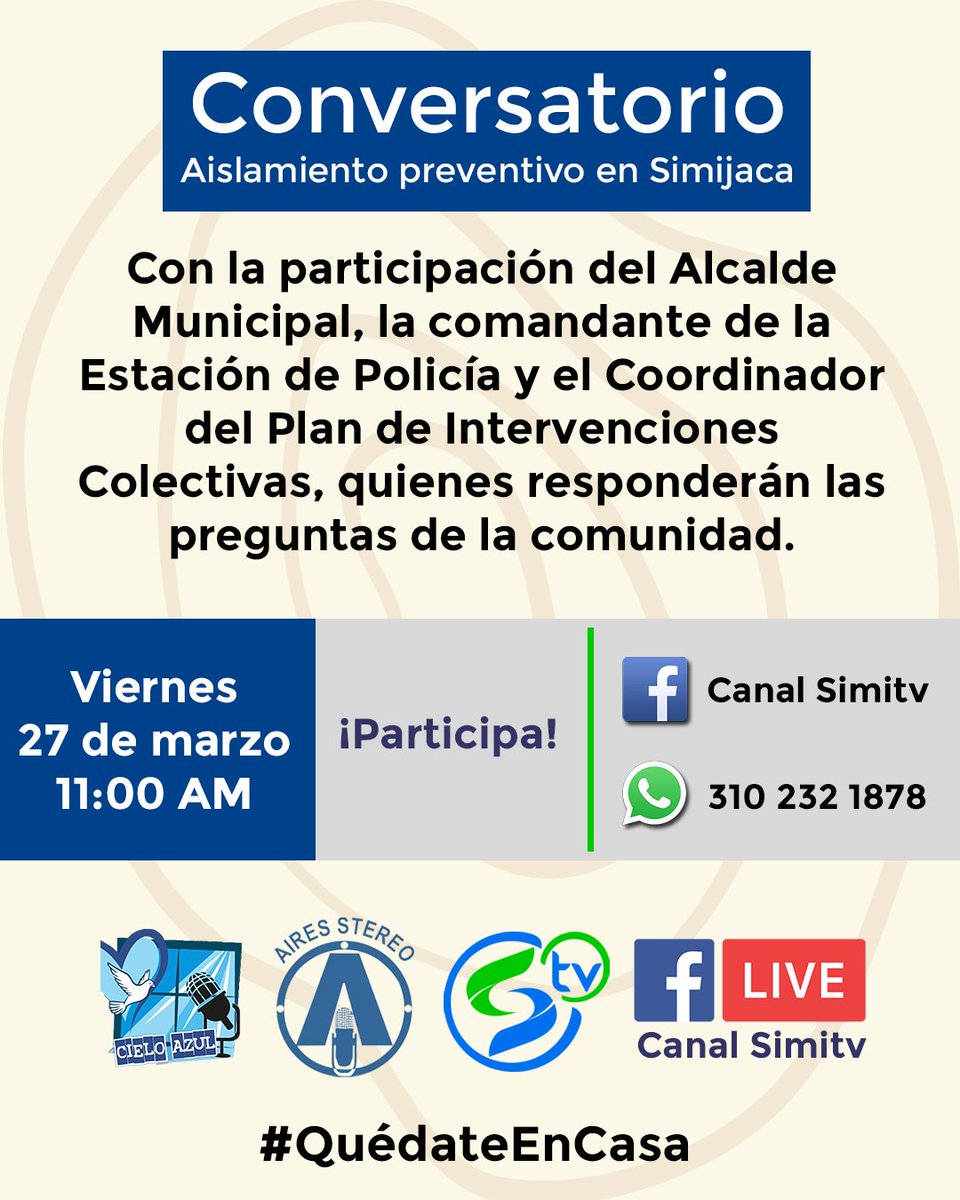 CanalSimitv's tweet photo. #QuédateEnCasa #Simijaca #AislamientoPreventivo https://t.co/v1aAGkGShJ