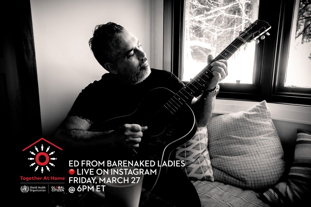 Ed is going Live on Instagram at 6pm ET this Friday in support of @GlblCtzn's COVID-19 Solidarity Response Fundraiser on the @barenakedladies Instagram. Which songs do you want to hear? Add your requests in the comments! #TogetherAtHome