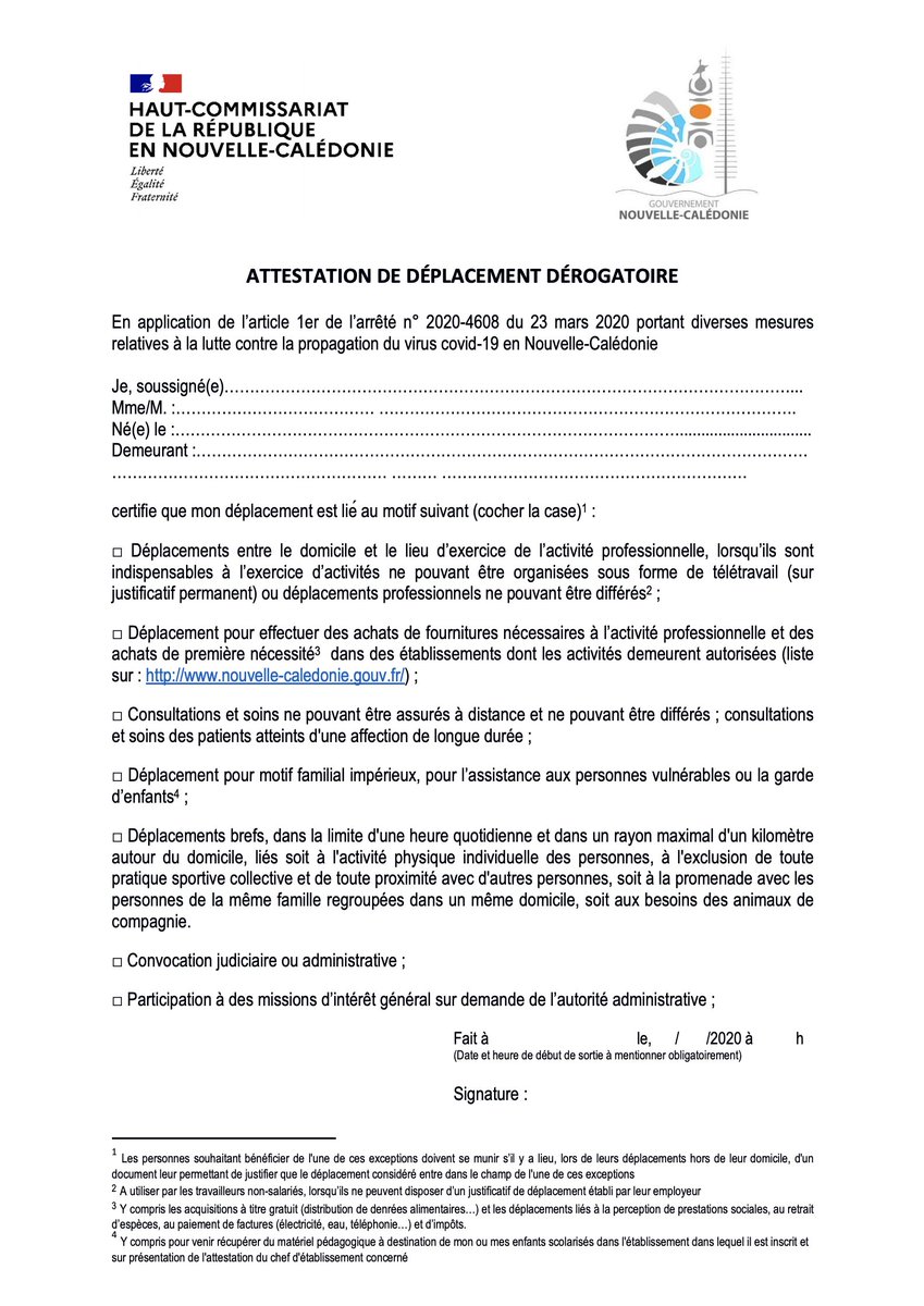 Nc La 1ere Coronavirus Et Confinement En Nouvellecaledonie Une Nouvelle Attestation De Deplacement Derogatoire Plus Detaillee T Co Aytx3qd4xu T Co 2u1ao7m5gw