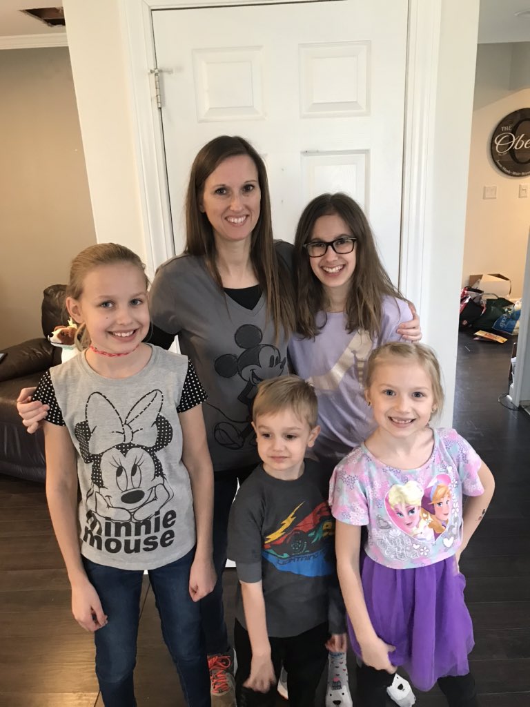 Oberst family wearing our Disney character shirts.  Tuesday virtual spirit week.  <a href="/bhschools/">BHSchools</a> #BHSVirtualSpiritWeek