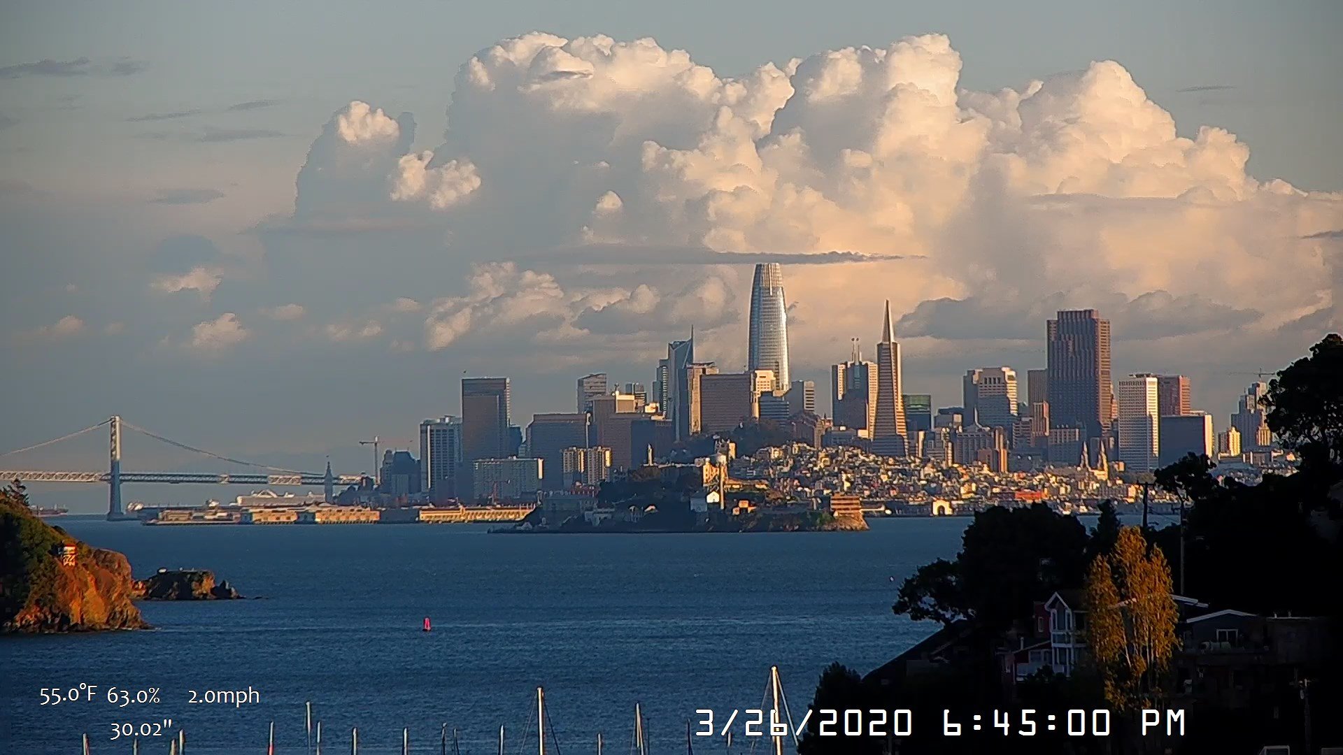 Nws Bay Area This Evening S View Of The Sanfrancisco Skyline With Towering Cumulus These Clouds Are Likely Associated With Developing Rain Showers Near Santa Cruz Cawx T Co 0xzjp8dues