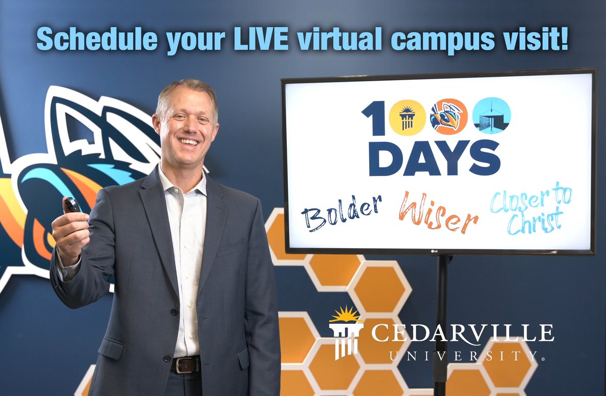 DrThomasWhite's tweet image. Help me get the word out! Retweet &amp;amp; tell your friends. Starting Monday we will be doing virtual campus tour experiences @Cedarville University. Sign up at cedarville.edu/visit. If you want academic excellence, biblical faithful, and a fun environment come join us!