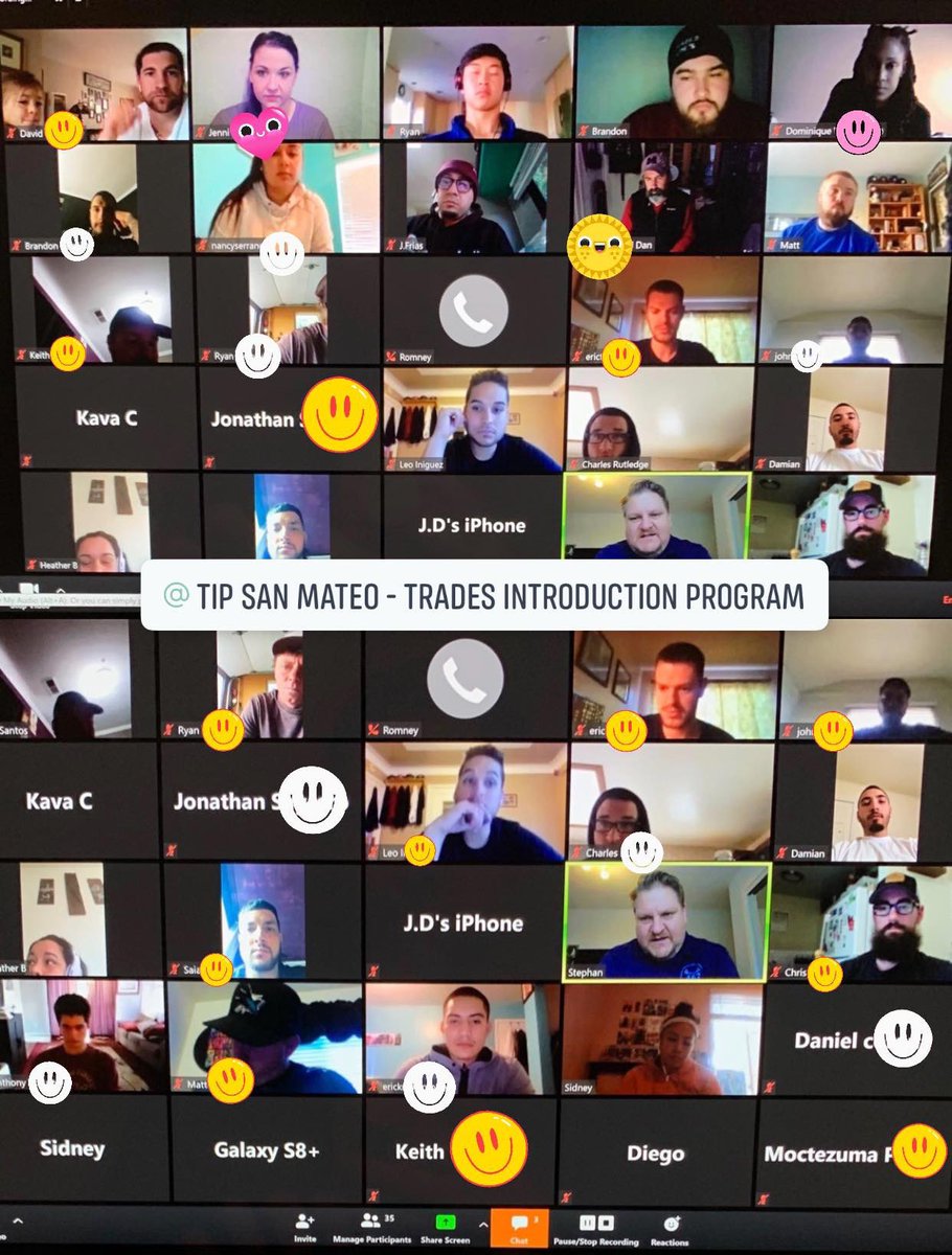 TIPSanMateo's tweet photo. Our first virtual class with an awesome and informative presentation from a rep at UA Local 467 - Burlingame, California! We appreciate you! #TIPsanmateo #tradesintroductionprogram #solidarity https://t.co/G35q0Elba0