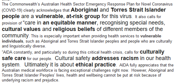 WgarNews's tweet photo. @AIDAAustralia '#AIDAAustralia #ConstantlyCalls for #CulturallySafeCare for #OurPeople. #CulturalSafety #addressesRacism in #OurHealthSystem. Ultimately it is about #EthicalPractice' https://t.co/6mFyxHqyPs #IndigenousDoctors #AIDAAustraliaMediaReleases: https://t.co/88SSzwgCiy #AboriginalTalk https://t.co/l7GOhrVyAR