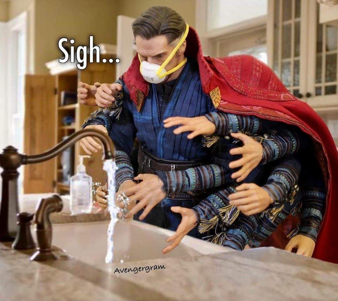 Shandeh's tweet photo. @scottderrickson #QuarantineWatchParty #DoctorStrange 
#handwashing https://t.co/TcJtGvVXoX