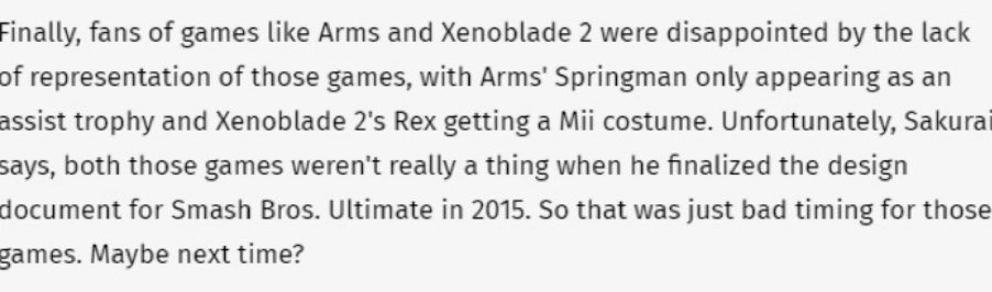 YinkMyDinks's tweet photo. I’m on board with the #Rexforsmash simply because I just finished XC2 and I’m very surprised how much I liked the game with it being an instant favourite of mine and it moving me so much even brought a few tears so please if arms can make it rex should cause sakurai did say this https://t.co/iW3bFRKczw