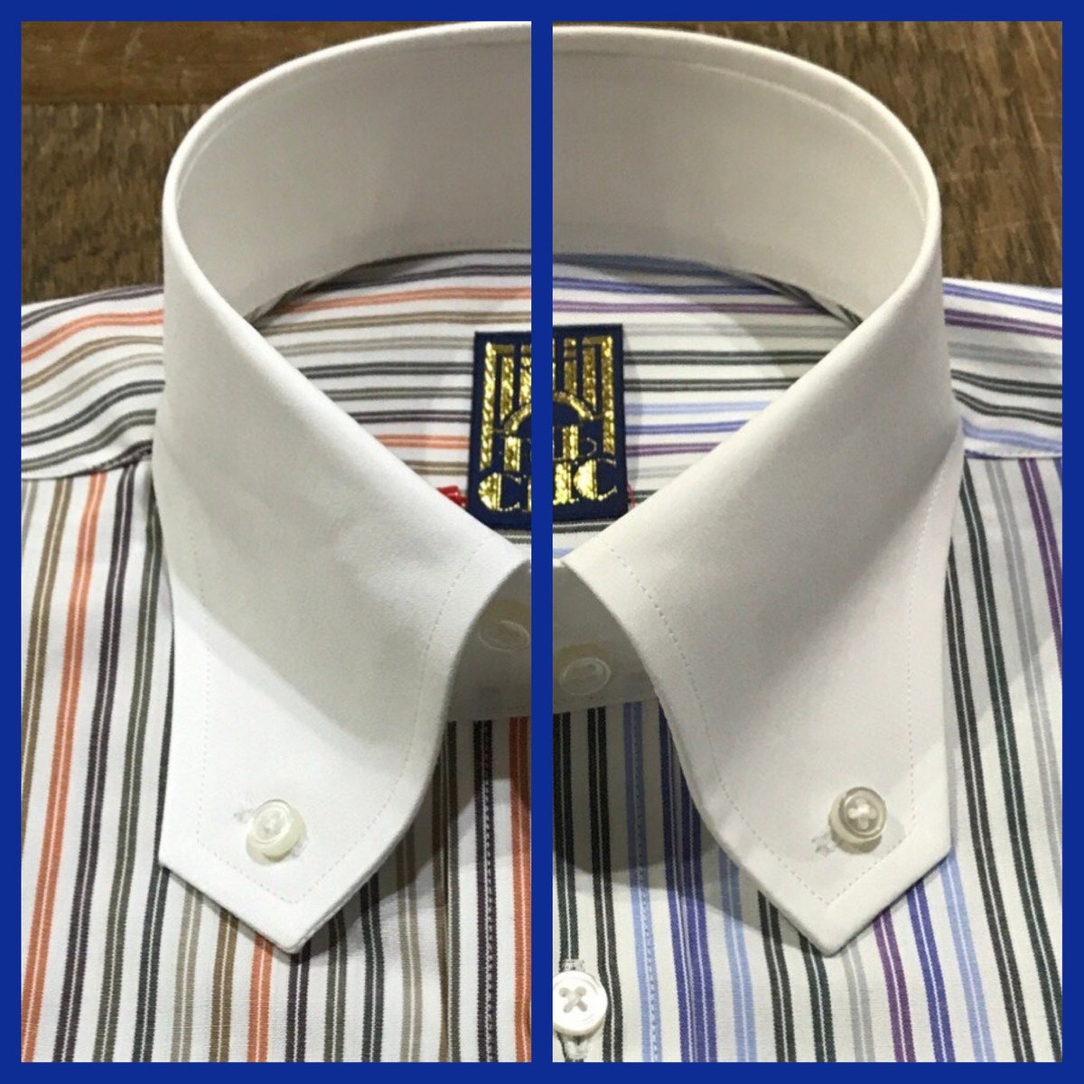 Fab Chic 毎回完売ファブシックオリジナル スクエアカラーシャツ 入荷です 春色ストライプ 白クレリックでドレッシーな感じと攻めた感じを足してみました 襟だけ見ると噴火口な感じですね 正にモッズ大噴火シャツ 各s1枚m1枚のみ 急いで下さいね