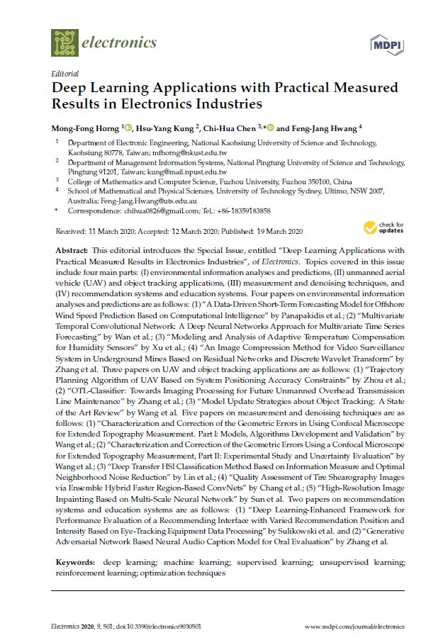 ElectronicsMDPI's tweet image. #DeepLearningApplications, the latest applications with practical measured results in Electronics Industries, mdpi.com/journal/electr…
