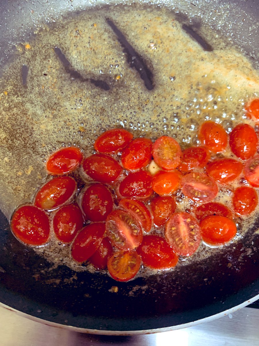 Tomato brown butter vinaigrette. Also. A very important step in my opinion is putting these gnocchi into the pan to crisp. Crispy gnocchi are way better than plain boiled gnocchi.