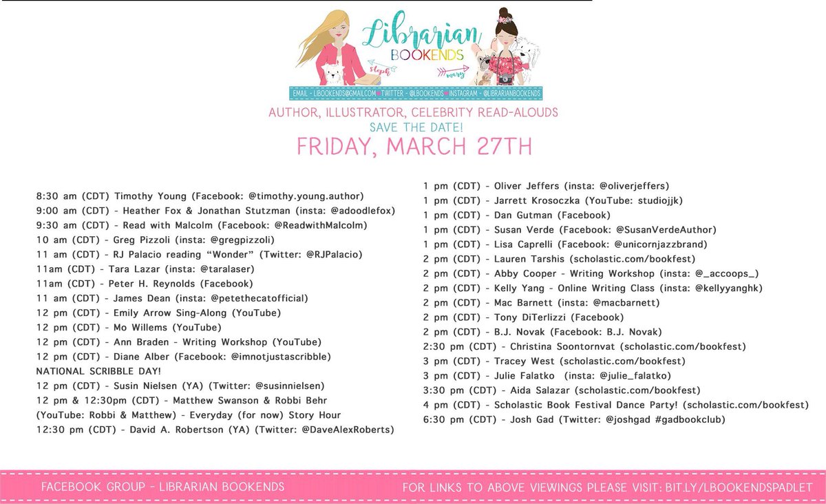 So many great authors for Friday! Who are you going to watch? Remember to add an hour for Eastern.