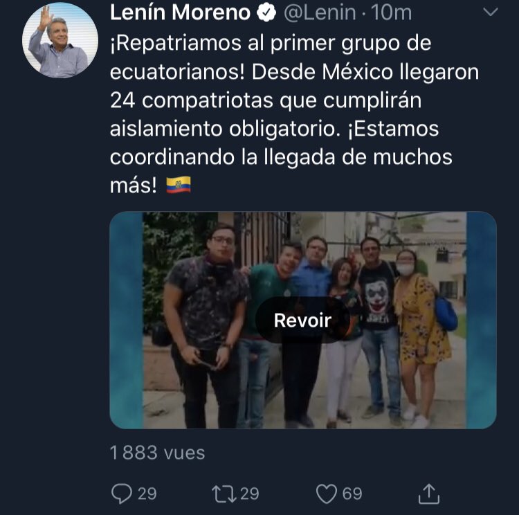Señor <a href="/Lenin/">Lenín Moreno</a> NO MIENTA. Yo sigo en México y usted, sin mi permiso, publica una foto mía como repatriado