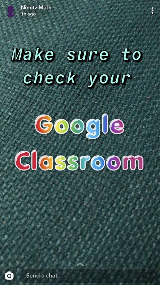 MathNimitz's tweet photo. Our amazing 8th grade teachers have turned to the popular snap chat to encourage and remind students of learning opportunities!  Love these teachers so much! https://t.co/jzSNMaBxXj