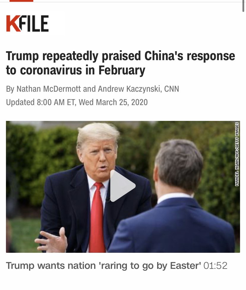KFILE's tweet image. Donald Trump Jr. seems to have forgotten his dad spent a month and a half propping up China on coronavirus, praising their “transparency” and the president’s leadership.
