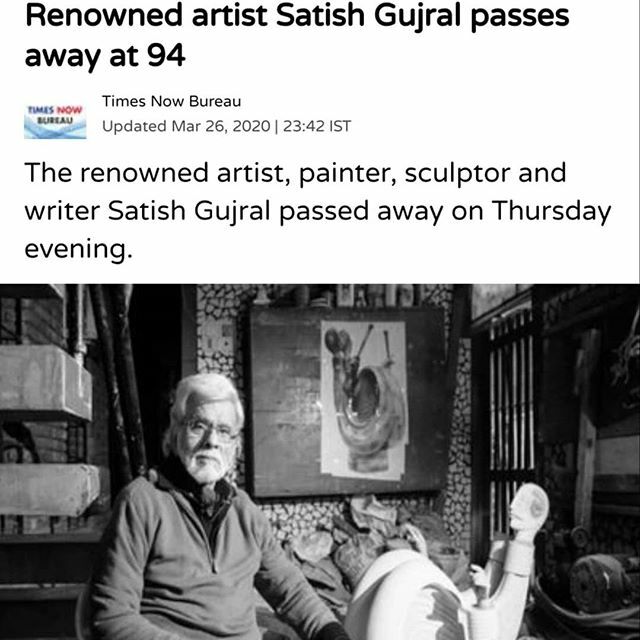 dr_mendonsa's tweet photo. Renowned Artist Satish Gujral leaves for his heavenly abode at the age of 94!!
Padmavibhushan awardee the second highest civilian award in 1999
An artist a painter a sculptor and a writer!!
RIP!!!
#contentcredittimesnow https://t.co/8sIQ8N0079