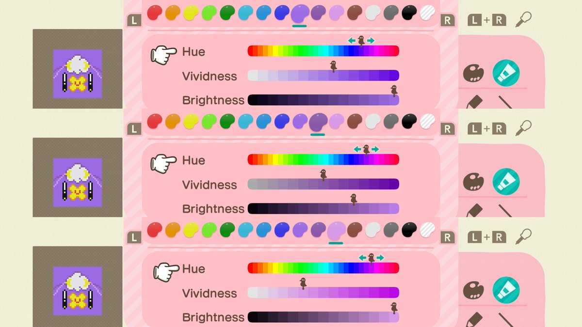 Baubear's tweet photo. Here's the pixel art and the color settings if anyone wants them! https://t.co/uKvRWiWGPw