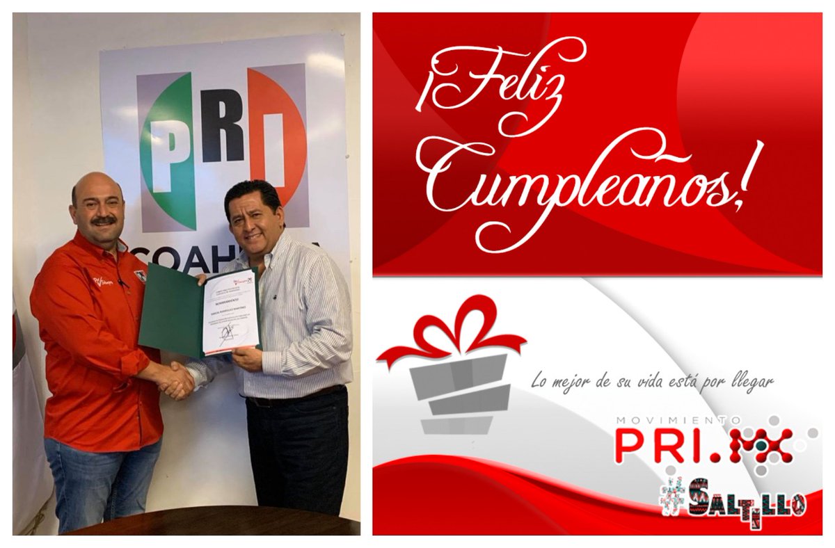 PRIMX_Saltillo's tweet photo. En este día tan especial para usted, el equipo de #PRIMxSaltillo se une a la celebración de su cumpleaños, deseándole lo mejor para este nuevo ciclo de vida ¡Felicidades Profr. @sam6604 Presidente @PRITorreon ! https://t.co/PFLCk9M9q7