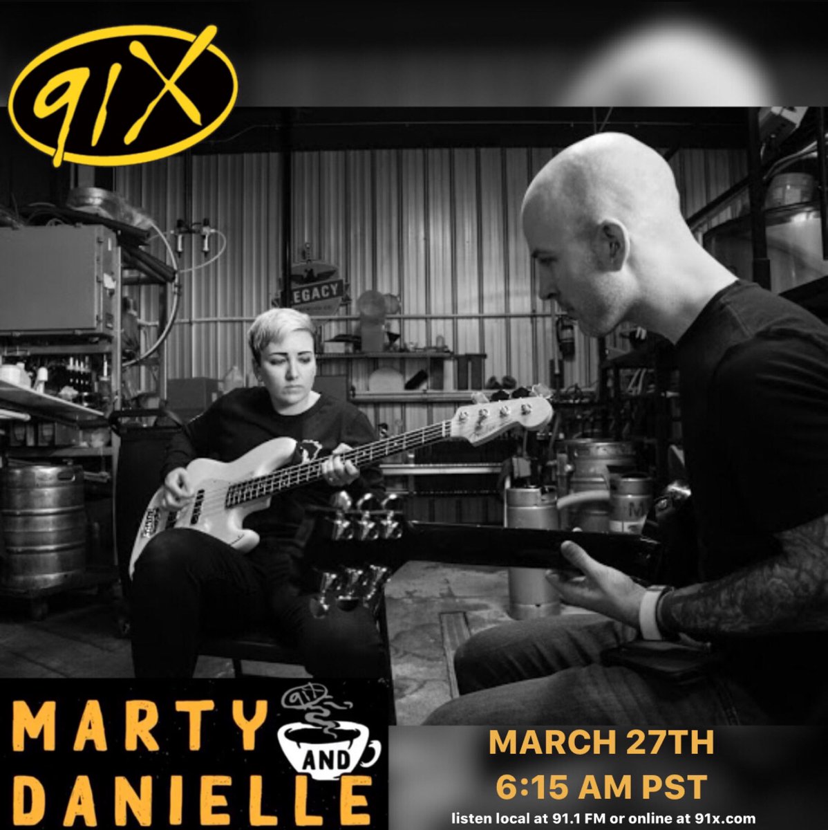 Eli &amp; Kelly will be chatting with Marty and Danielle on the 91x Morning Show tomorrow morning at 6:15am PST. 

Tune in locally at 91.1FM or online at 91x.com 

📸: Stephanie Hilyer 

#91xsandiego #washmyhandsagain #martyanddanielle